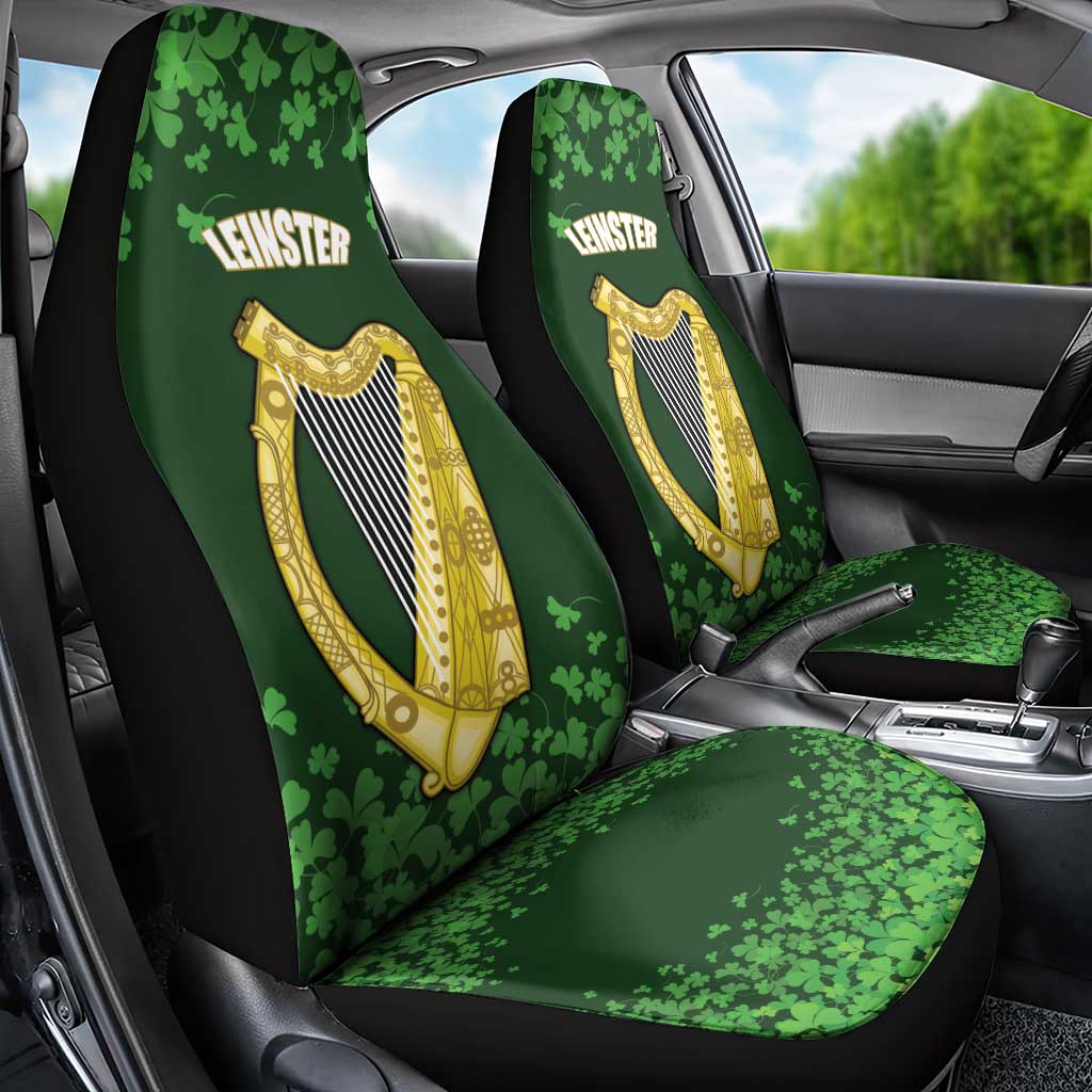 Ireland Leinster Gold Irish Harp with Shamrock Car Seat Cover Laighin Flag With Shamrock Patern