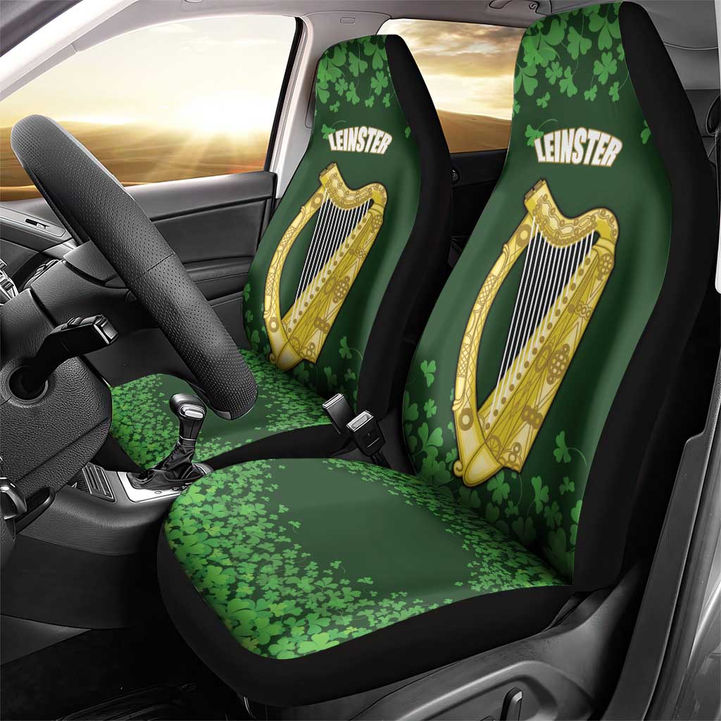 Ireland Leinster Gold Irish Harp with Shamrock Car Seat Cover Laighin Flag With Shamrock Patern