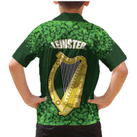 Ireland Leinster Gold Irish Harp with Shamrock Family Matching Mermaid Dress and Hawaiian Shirt Laighin Flag With Shamrock Patern