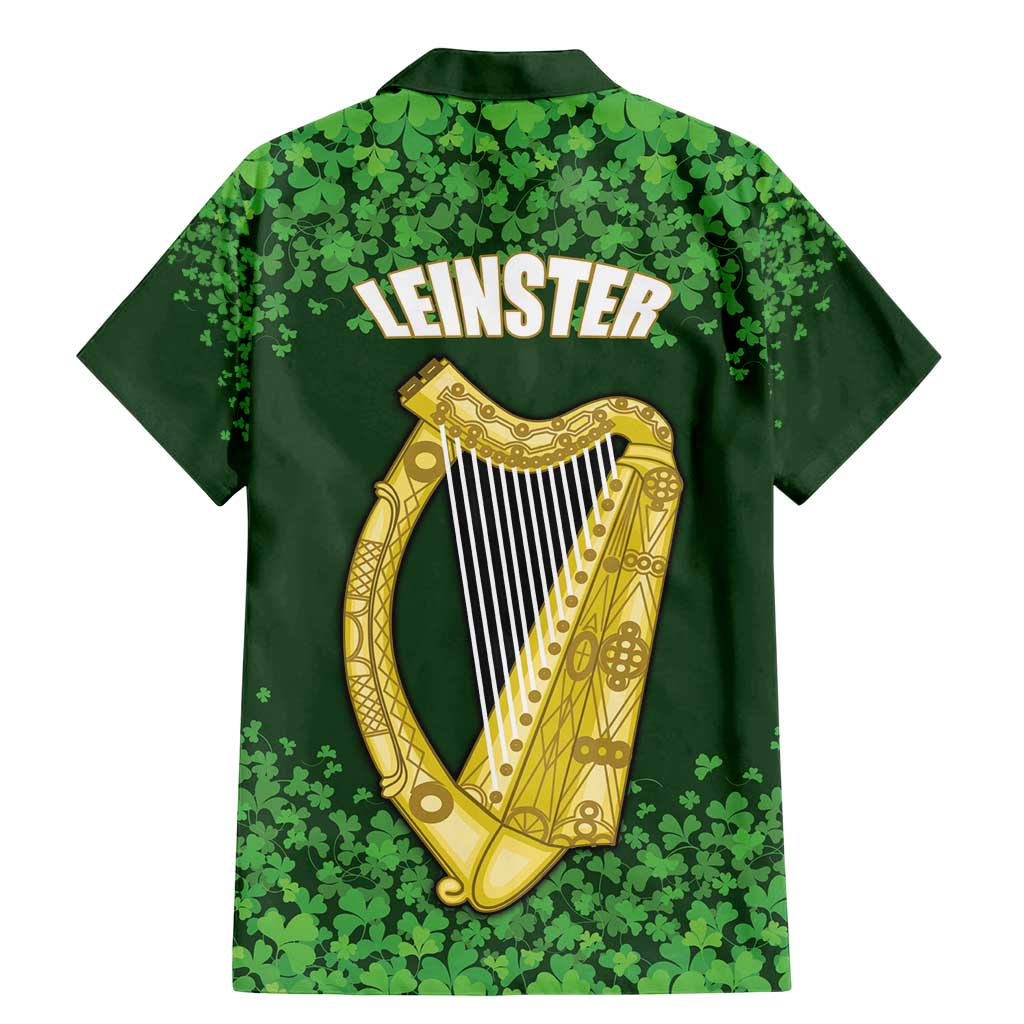 Ireland Leinster Gold Irish Harp with Shamrock Family Matching Mermaid Dress and Hawaiian Shirt Laighin Flag With Shamrock Patern