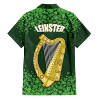 Ireland Leinster Gold Irish Harp with Shamrock Family Matching Summer Maxi Dress and Hawaiian Shirt Laighin Flag With Shamrock Patern