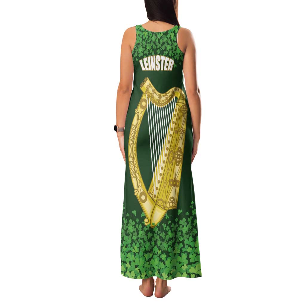 Ireland Leinster Gold Irish Harp with Shamrock Family Matching Tank Maxi Dress and Hawaiian Shirt Laighin Flag With Shamrock Patern