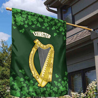 Ireland Leinster Gold Irish Harp with Shamrock Garden Flag Laighin Flag With Shamrock Patern