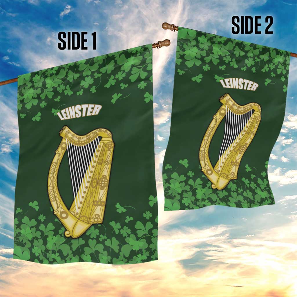Ireland Leinster Gold Irish Harp with Shamrock Garden Flag Laighin Flag With Shamrock Patern