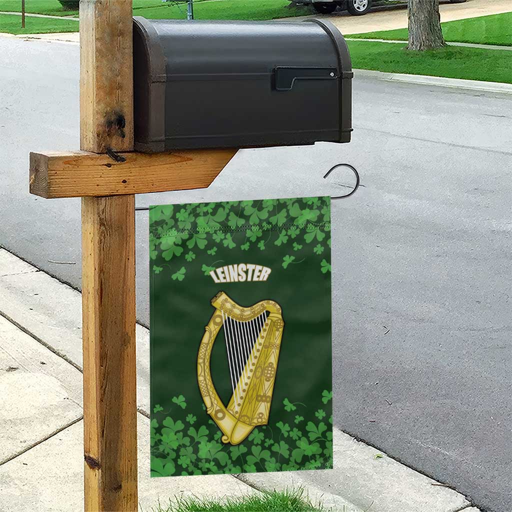 Ireland Leinster Gold Irish Harp with Shamrock Garden Flag Laighin Flag With Shamrock Patern