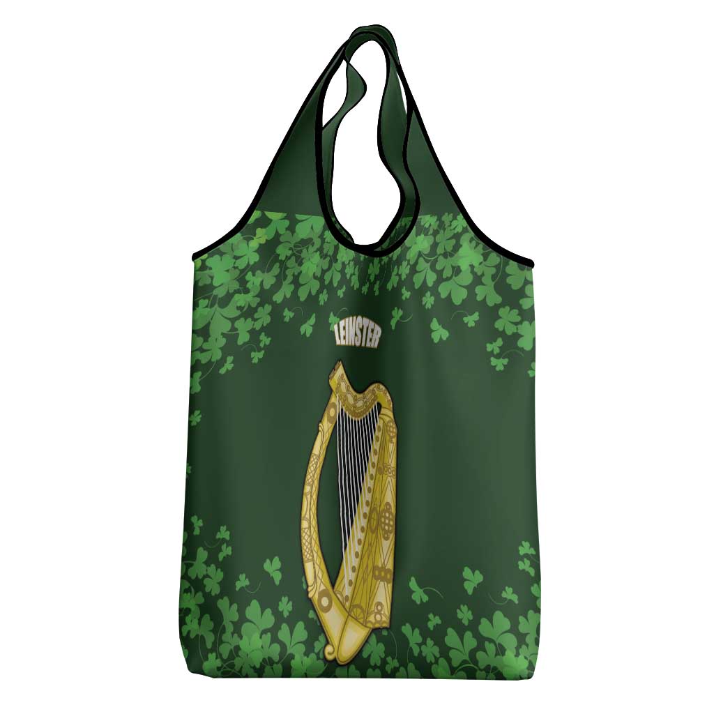 Ireland Leinster Gold Irish Harp with Shamrock Grocery Bag Laighin Flag With Shamrock Patern