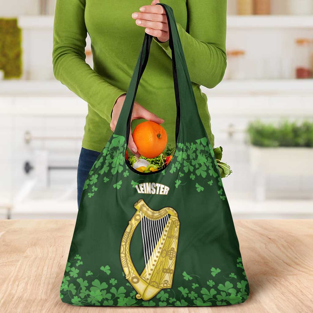 Ireland Leinster Gold Irish Harp with Shamrock Grocery Bag Laighin Flag With Shamrock Patern