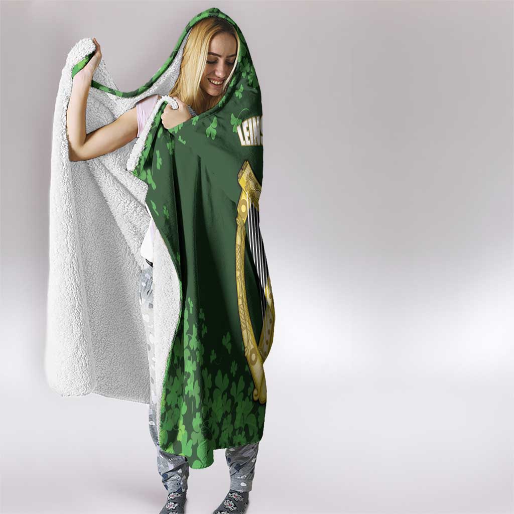 Ireland Leinster Gold Irish Harp with Shamrock Hooded Blanket Laighin Flag With Shamrock Patern