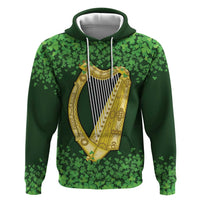 Ireland Leinster Gold Irish Harp with Shamrock Hoodie Laighin Flag With Shamrock Patern