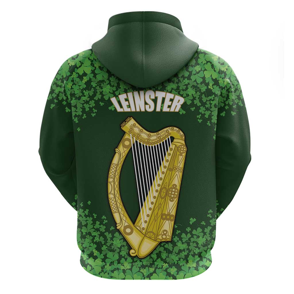 Ireland Leinster Gold Irish Harp with Shamrock Hoodie Laighin Flag With Shamrock Patern