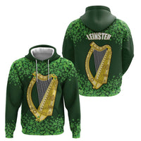 Ireland Leinster Gold Irish Harp with Shamrock Hoodie Laighin Flag With Shamrock Patern