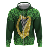 Ireland Leinster Gold Irish Harp with Shamrock Hoodie Laighin Flag With Shamrock Patern