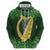 Ireland Leinster Gold Irish Harp with Shamrock Hoodie Laighin Flag With Shamrock Patern