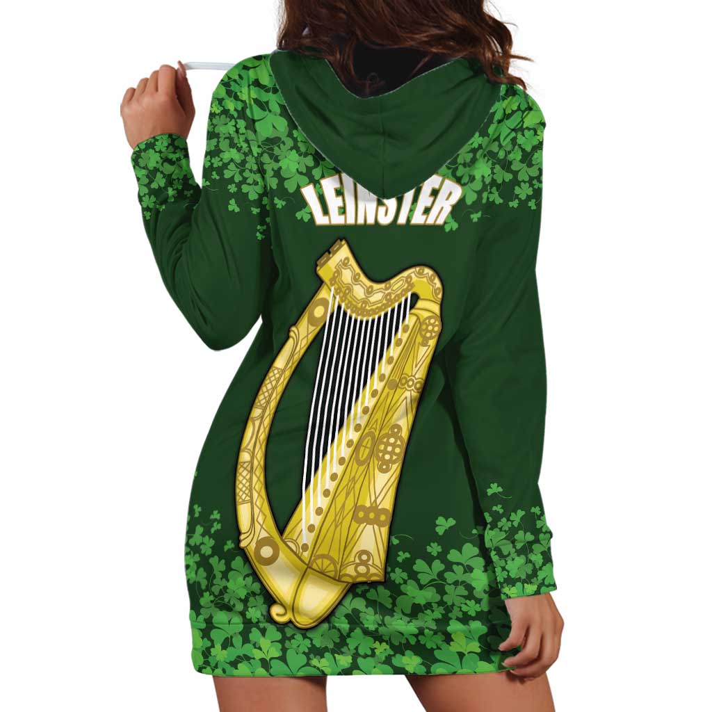 Ireland Leinster Gold Irish Harp with Shamrock Hoodie Dress Laighin Flag With Shamrock Patern