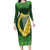 Ireland Leinster Gold Irish Harp with Shamrock Long Sleeve Bodycon Dress Laighin Flag With Shamrock Patern