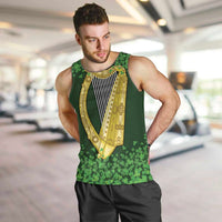 Ireland Leinster Gold Irish Harp with Shamrock Men Tank Top Laighin Flag With Shamrock Patern