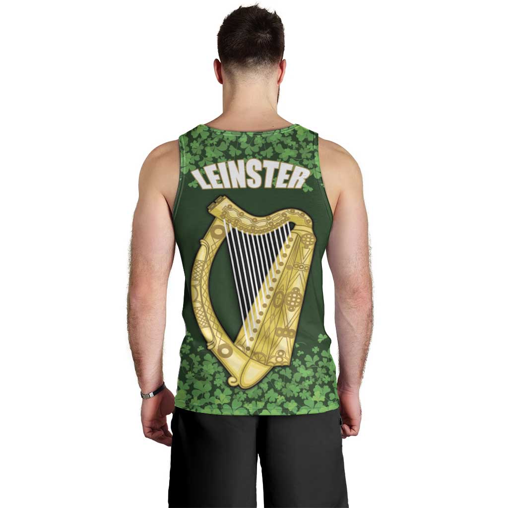 Ireland Leinster Gold Irish Harp with Shamrock Men Tank Top Laighin Flag With Shamrock Patern