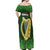 Ireland Leinster Gold Irish Harp with Shamrock Off Shoulder Maxi Dress Laighin Flag With Shamrock Patern