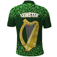 Ireland Leinster Gold Irish Harp with Shamrock Polo Shirt Laighin Flag With Shamrock Patern