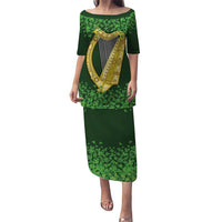 Ireland Leinster Gold Irish Harp with Shamrock Puletasi Laighin Flag With Shamrock Patern