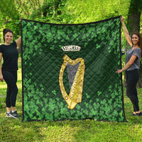 Ireland Leinster Gold Irish Harp with Shamrock Quilt Laighin Flag With Shamrock Patern
