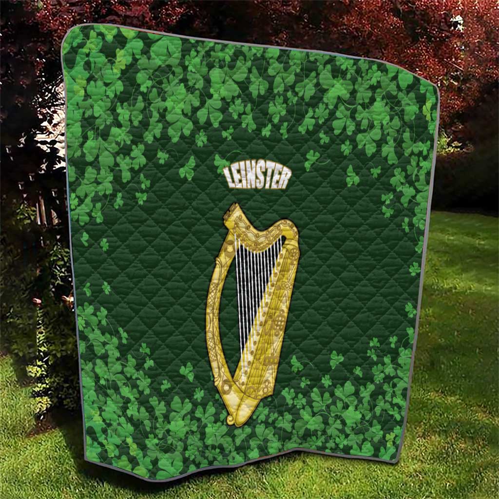 Ireland Leinster Gold Irish Harp with Shamrock Quilt Laighin Flag With Shamrock Patern