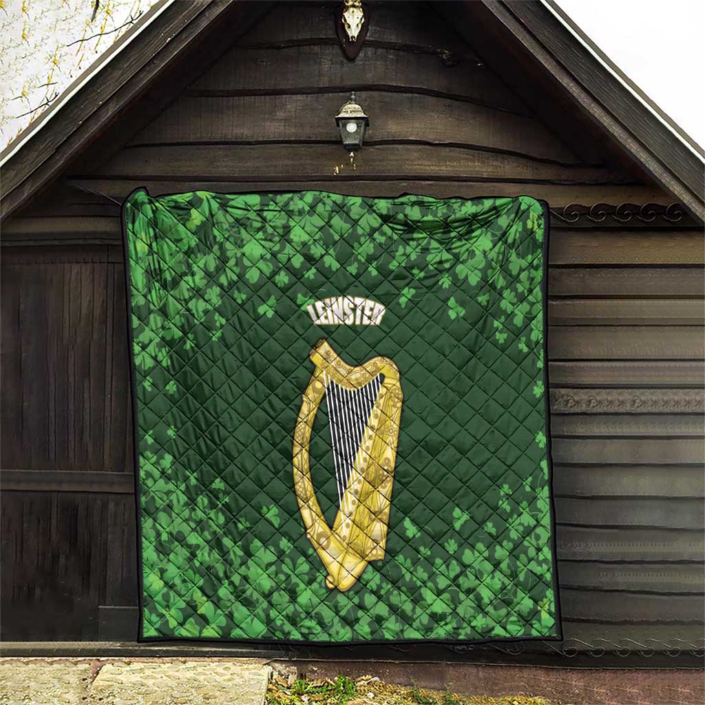 Ireland Leinster Gold Irish Harp with Shamrock Quilt Laighin Flag With Shamrock Patern