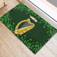 Ireland Leinster Gold Irish Harp with Shamrock Rubber Doormat Laighin Flag With Shamrock Patern