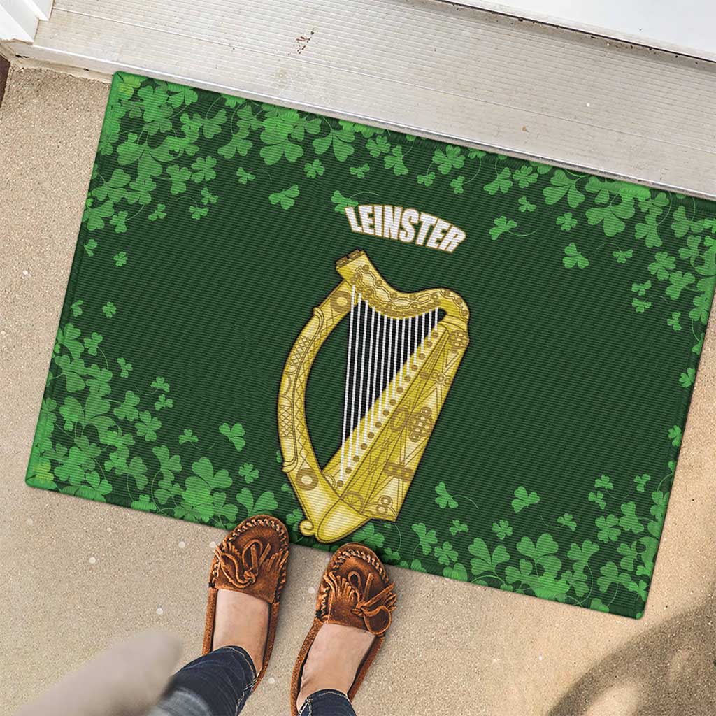 Ireland Leinster Gold Irish Harp with Shamrock Rubber Doormat Laighin Flag With Shamrock Patern