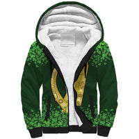Ireland Leinster Gold Irish Harp with Shamrock Sherpa Hoodie Laighin Flag With Shamrock Patern