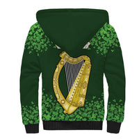 Ireland Leinster Gold Irish Harp with Shamrock Sherpa Hoodie Laighin Flag With Shamrock Patern