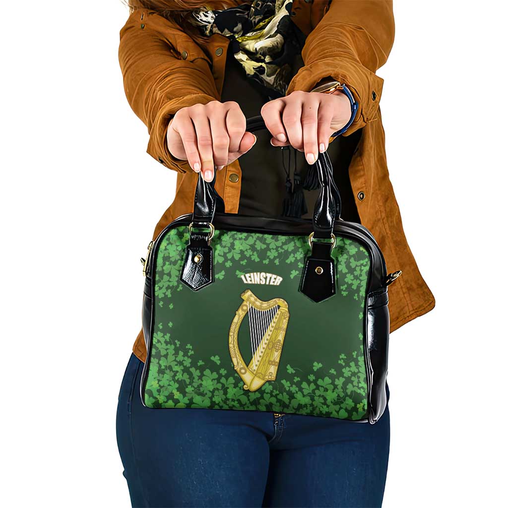 Ireland Leinster Gold Irish Harp with Shamrock Shoulder Handbag Laighin Flag With Shamrock Patern