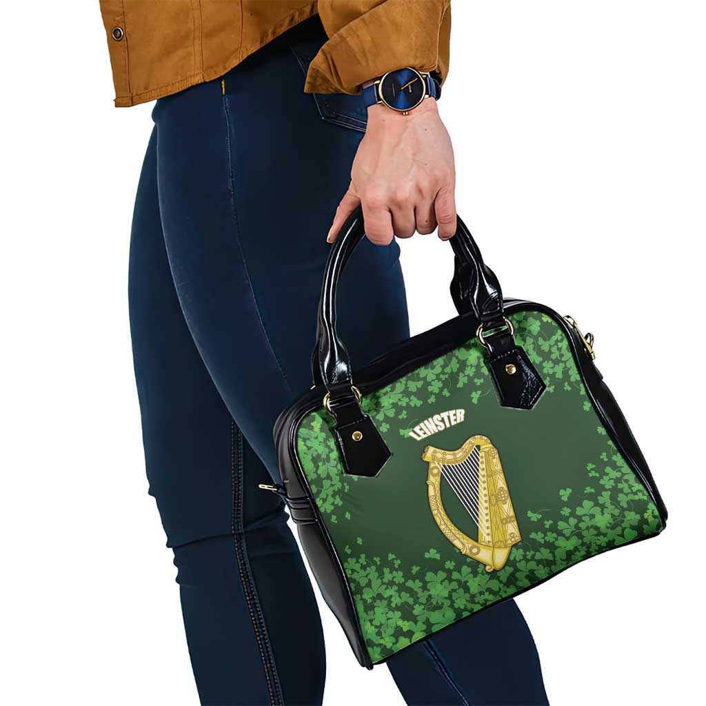 Ireland Leinster Gold Irish Harp with Shamrock Shoulder Handbag Laighin Flag With Shamrock Patern