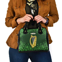 Ireland Leinster Gold Irish Harp with Shamrock Shoulder Handbag Laighin Flag With Shamrock Patern