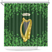 Ireland Leinster Gold Irish Harp with Shamrock Shower Curtain Laighin Flag With Shamrock Patern