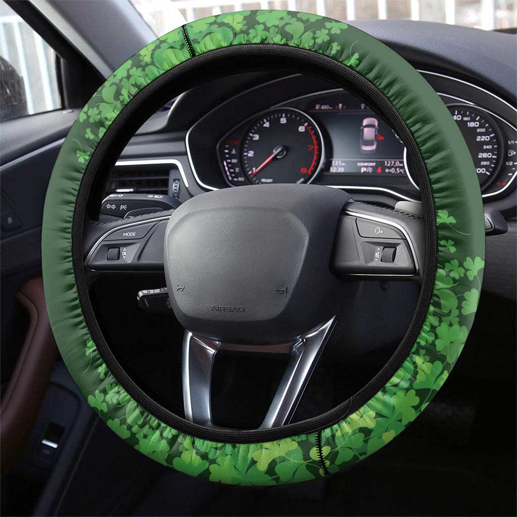 Ireland Leinster Gold Irish Harp with Shamrock Steering Wheel Cover Laighin Flag With Shamrock Patern