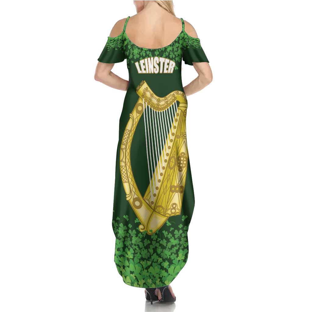 Ireland Leinster Gold Irish Harp with Shamrock Summer Maxi Dress Laighin Flag With Shamrock Patern