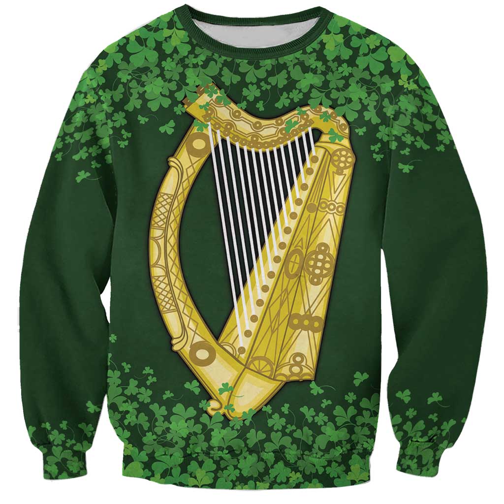 Ireland Leinster Gold Irish Harp with Shamrock Sweatshirt Laighin Flag With Shamrock Patern