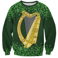 Ireland Leinster Gold Irish Harp with Shamrock Sweatshirt Laighin Flag With Shamrock Patern