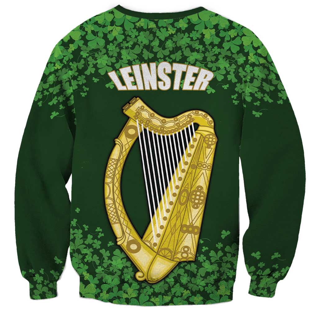 Ireland Leinster Gold Irish Harp with Shamrock Sweatshirt Laighin Flag With Shamrock Patern