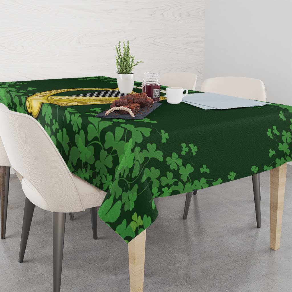 Ireland Leinster Gold Irish Harp with Shamrock Tablecloth Laighin Flag With Shamrock Patern