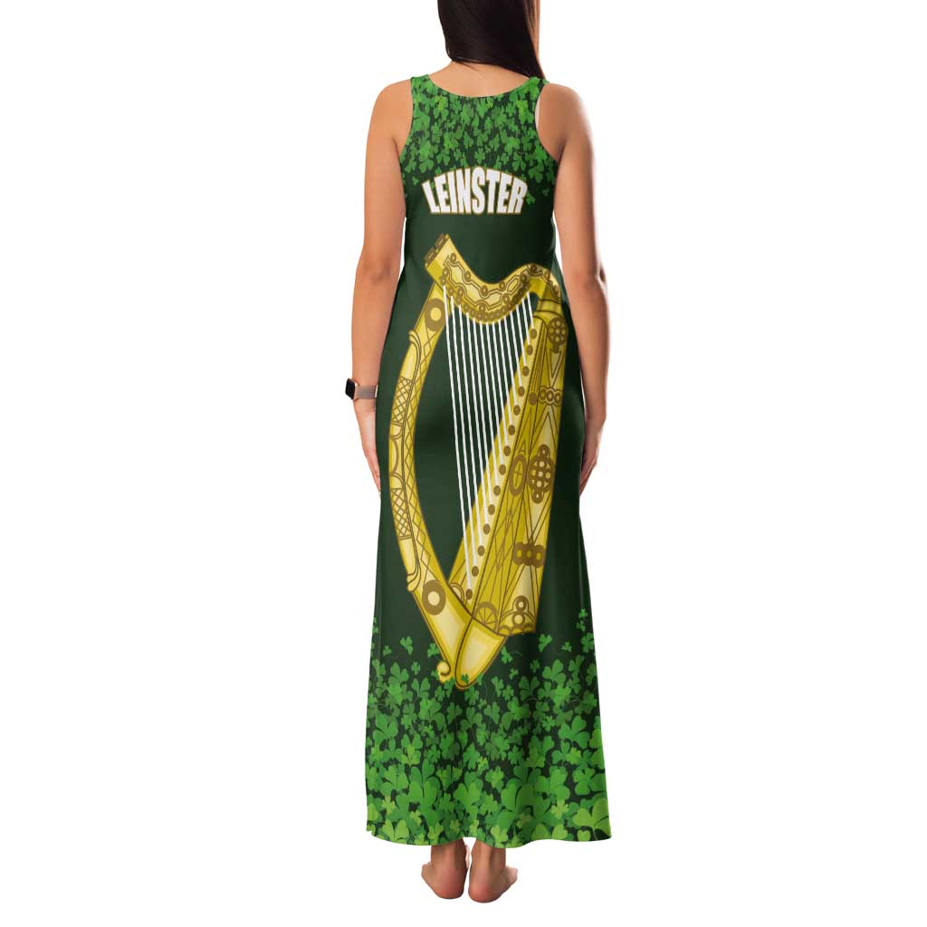 Ireland Leinster Gold Irish Harp with Shamrock Tank Maxi Dress Laighin Flag With Shamrock Patern