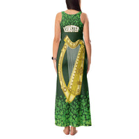 Ireland Leinster Gold Irish Harp with Shamrock Tank Maxi Dress Laighin Flag With Shamrock Patern