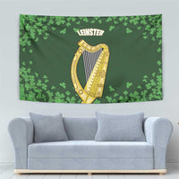Ireland Leinster Gold Irish Harp with Shamrock Tapestry Laighin Flag With Shamrock Patern
