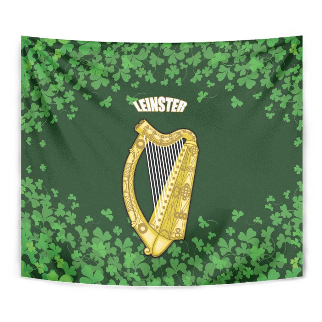 Ireland Leinster Gold Irish Harp with Shamrock Tapestry Laighin Flag With Shamrock Patern