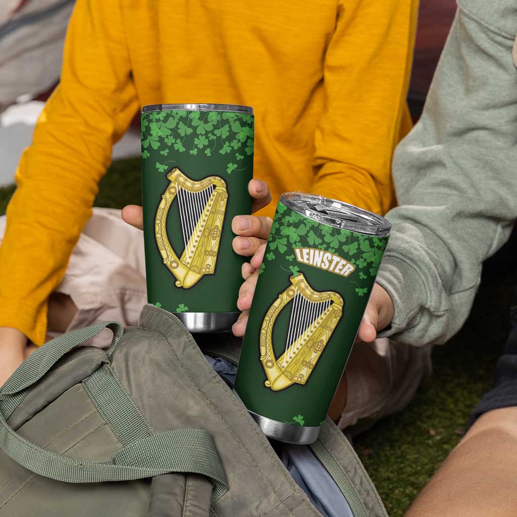 Ireland Leinster Gold Irish harp with Shamrock Tumbler Cup Laighin Flag With Shamrock Patern
