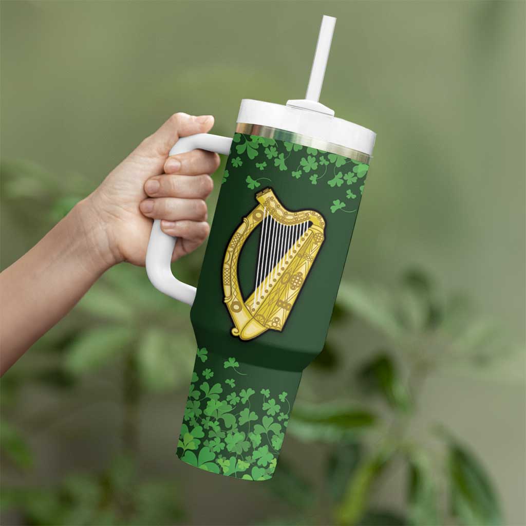 Ireland Leinster Gold Irish harp with Shamrock Tumbler With Handle Laighin Flag With Shamrock Patern