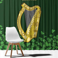 Ireland Leinster Gold Irish Harp with Shamrock Window Curtain Laighin Flag With Shamrock Patern