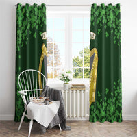 Ireland Leinster Gold Irish Harp with Shamrock Window Curtain Laighin Flag With Shamrock Patern