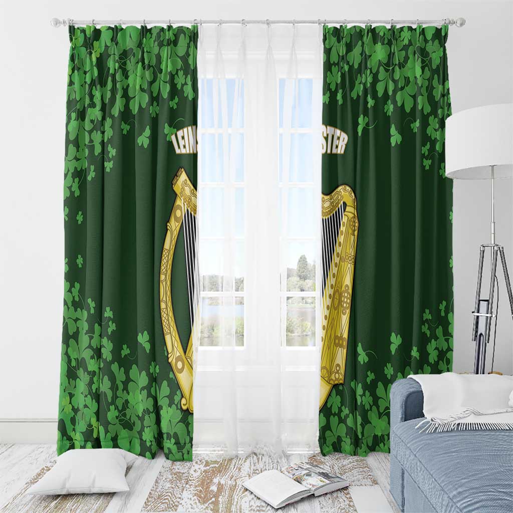 Ireland Leinster Gold Irish Harp with Shamrock Window Curtain Laighin Flag With Shamrock Patern